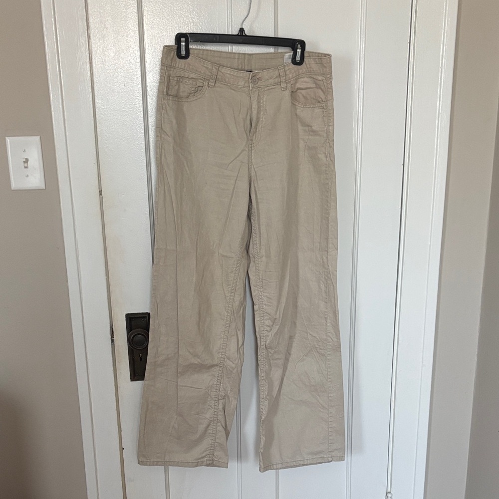 H&M Women's Beige wide leg 100% cotton pants